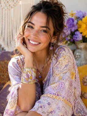 Lavender Wishes Butterfly Kisses Embroidered Cuff Bracelet